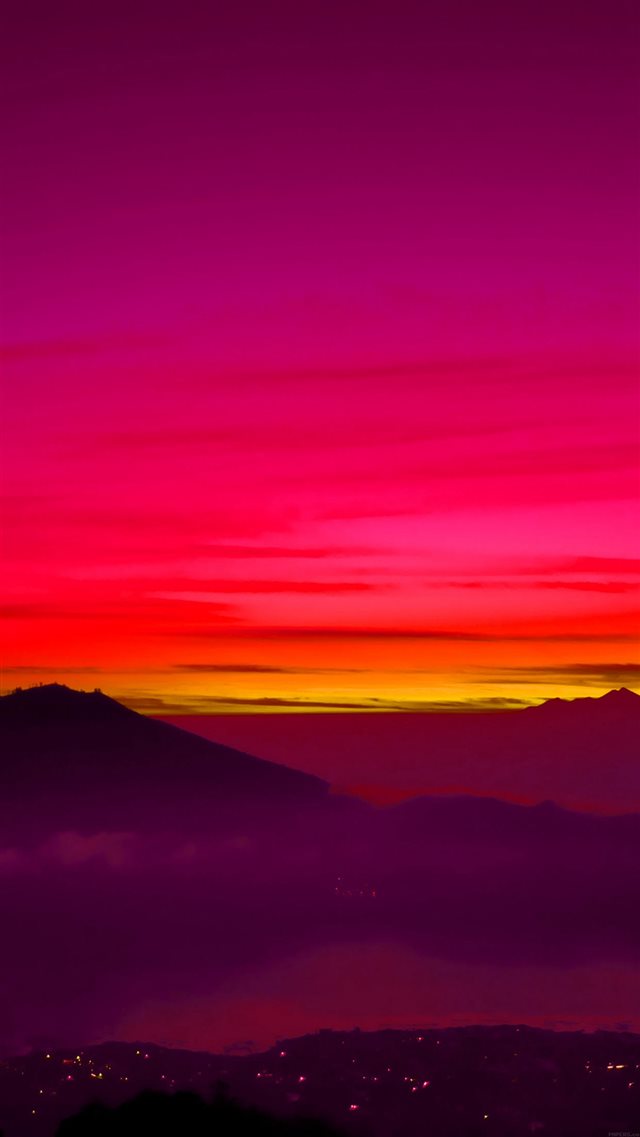 Red Balinese Dream Sea Mountain Sunset iPhone 8 wallpaper 