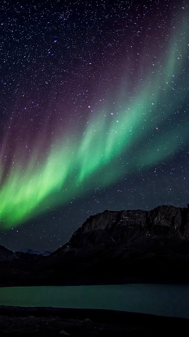 Aurora Night Sky Mountain Space Nature iPhone 8 wallpaper 