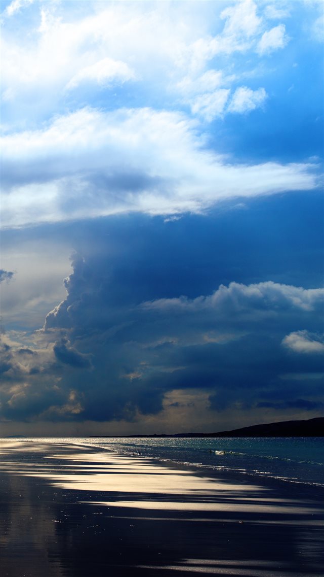 Sea Ocean Evening Beach Sand Sky Clouds iPhone 8 wallpaper 