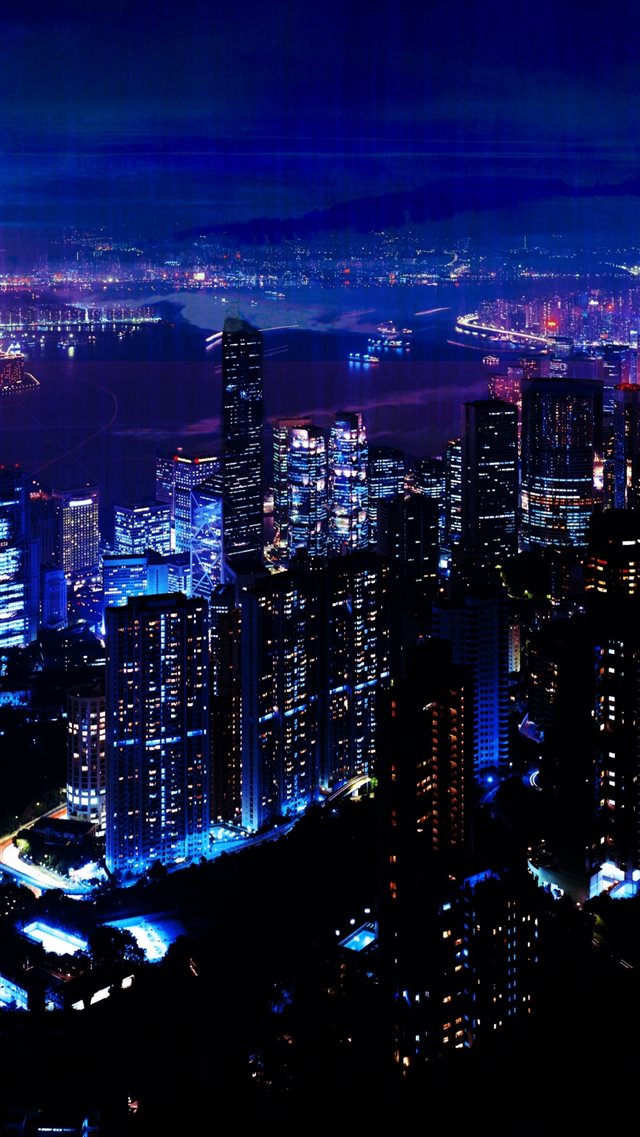 Night City Sky Skyscrapers iPhone 8 wallpaper 