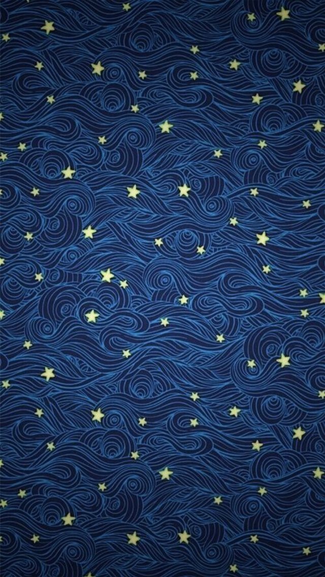 Blue Clouds Stars Illustration iPhone 8 wallpaper 