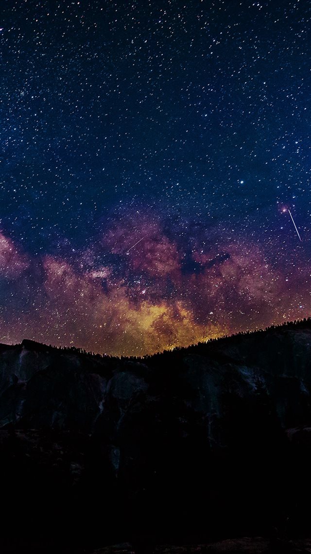 Aurora Star Night Sky Space Blue Mountain Dark iPhone 8 wallpaper 
