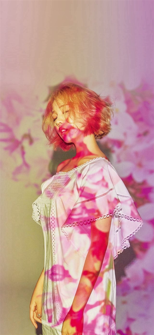 Pink Girl Kpop Spring iPhone X wallpaper 