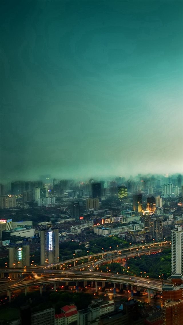 Shanghai Tilt Shift Cityscape iPhone 8 wallpaper 