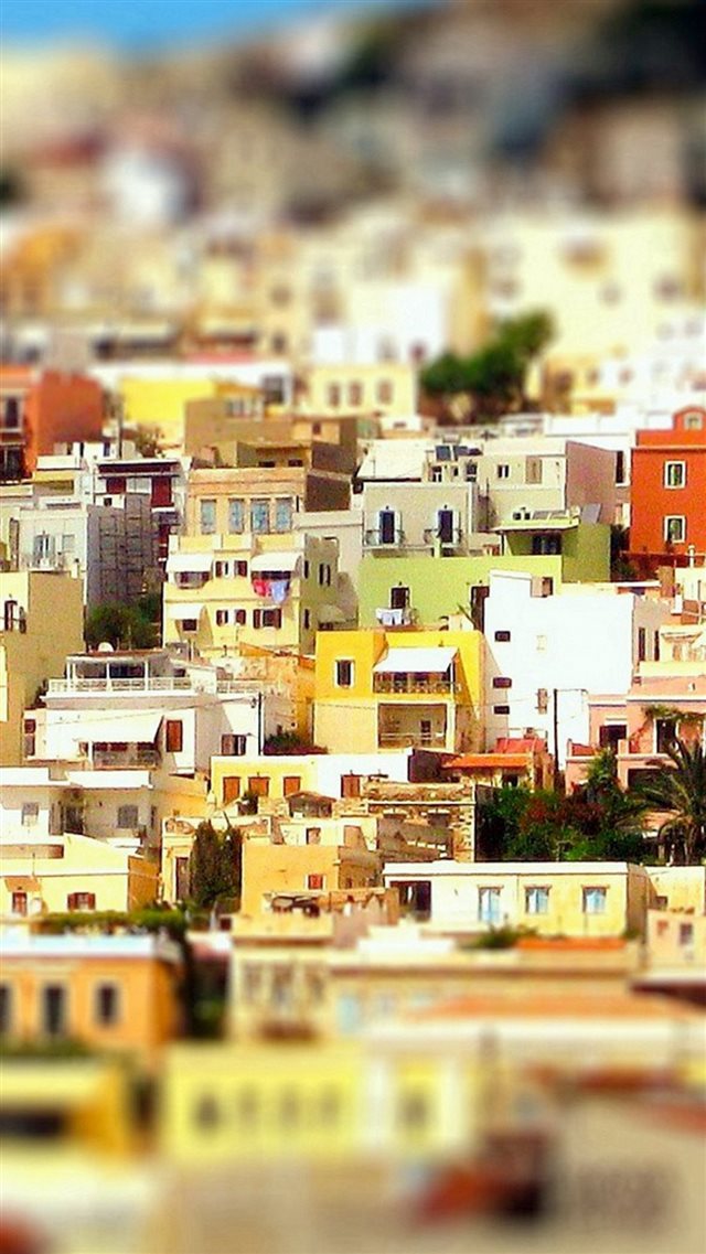 Syros Greece Houses Colorful iPhone 8 wallpaper 