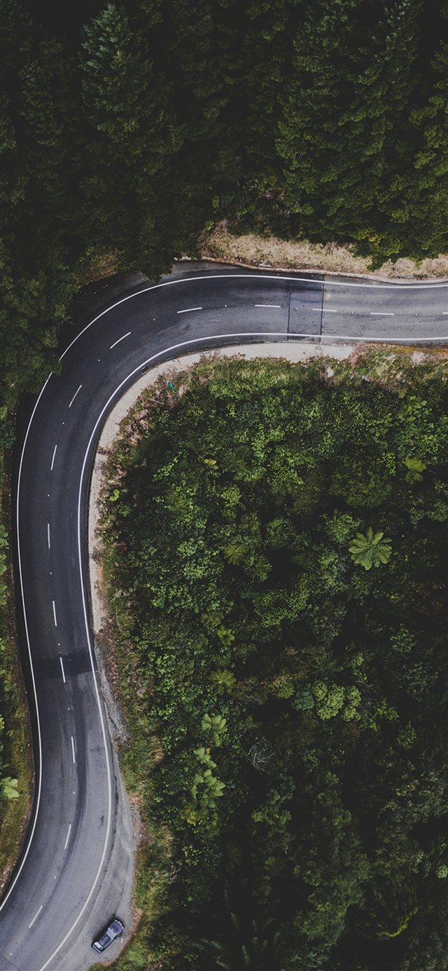 Street Road Mountain Nature Aerial view  iPhone X wallpaper 