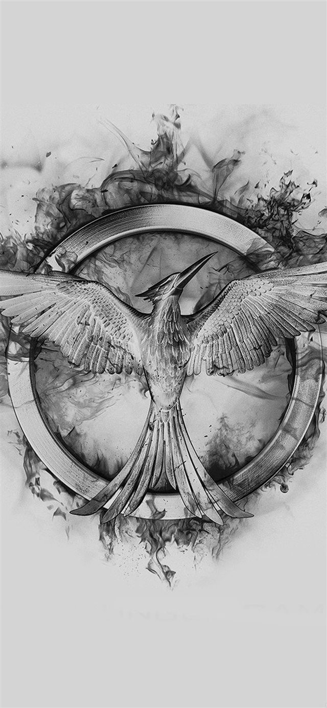 Hunger Games Mockingjay Black Logo Art iPhone X wallpaper 