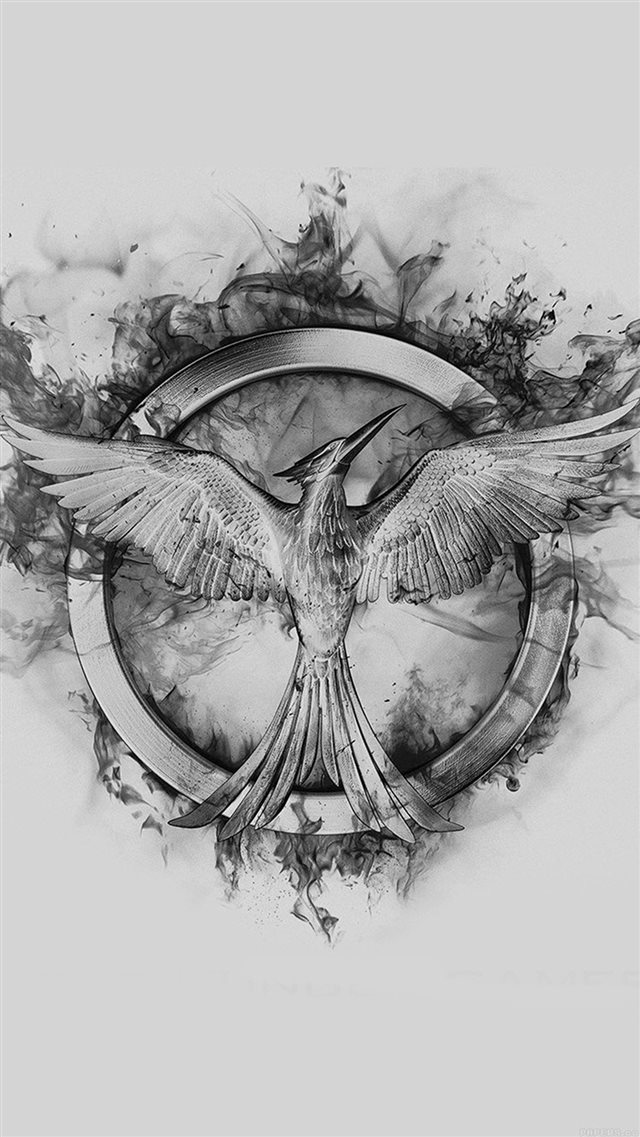 Hunger Games Mockingjay Black Logo Art iPhone 8 wallpaper 