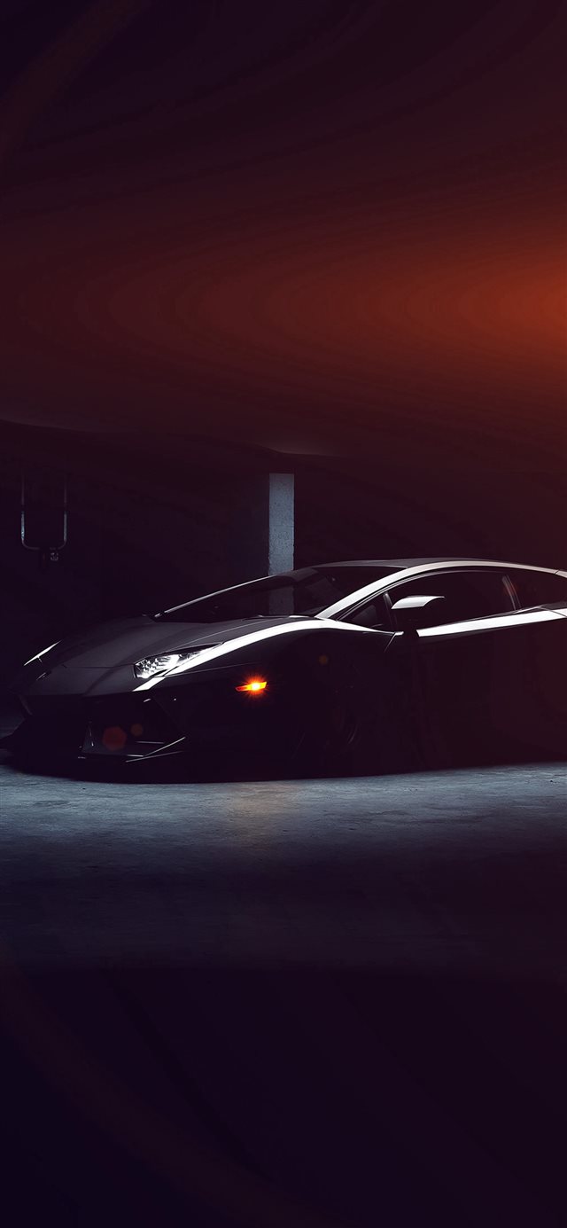Lamborghini Car Dark Black Flare iPhone X wallpaper 