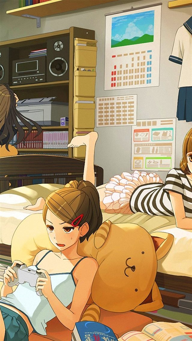Girl Room Anime Art Illustration iPhone 8 wallpaper 