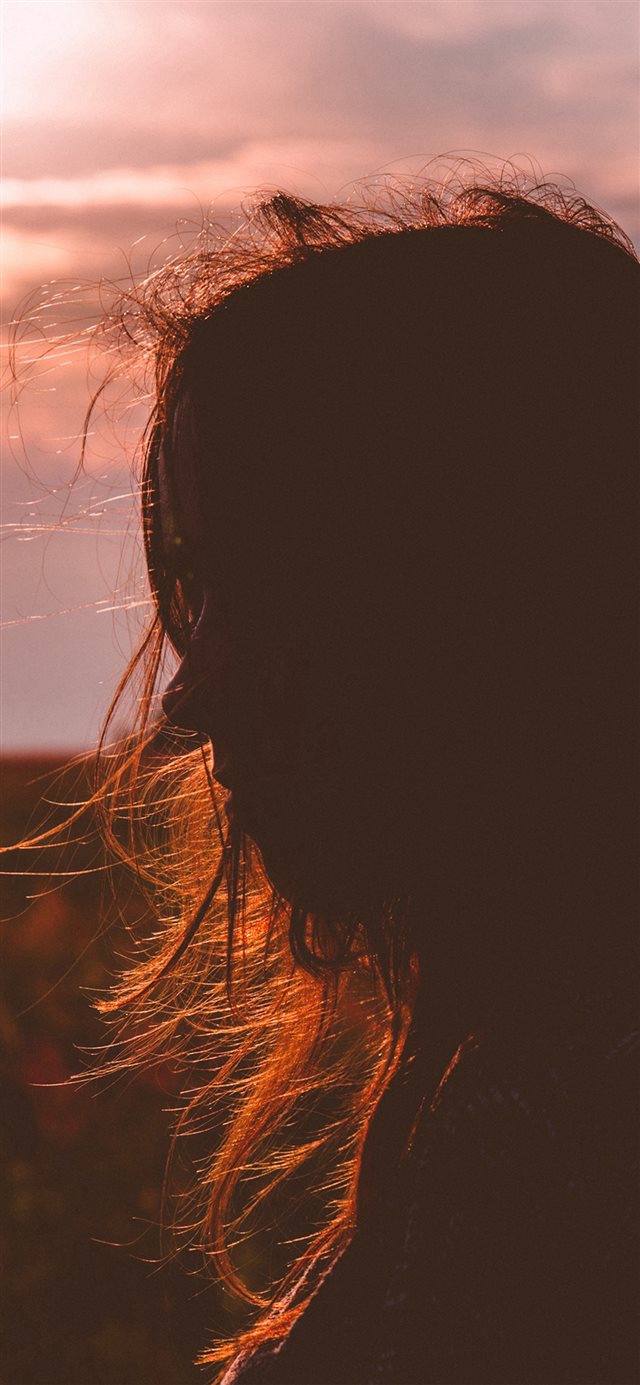 Side Girl Shadow Sunset Field Nature iPhone X wallpaper 