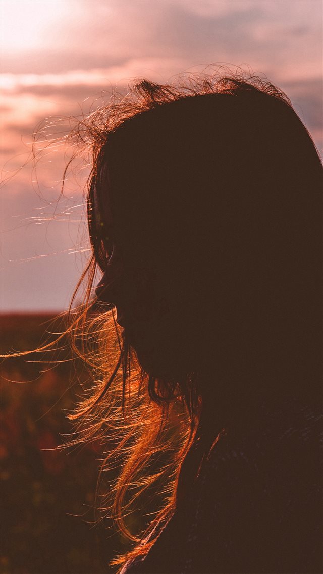 Side Girl Shadow Sunset Field Nature iPhone 8 wallpaper 