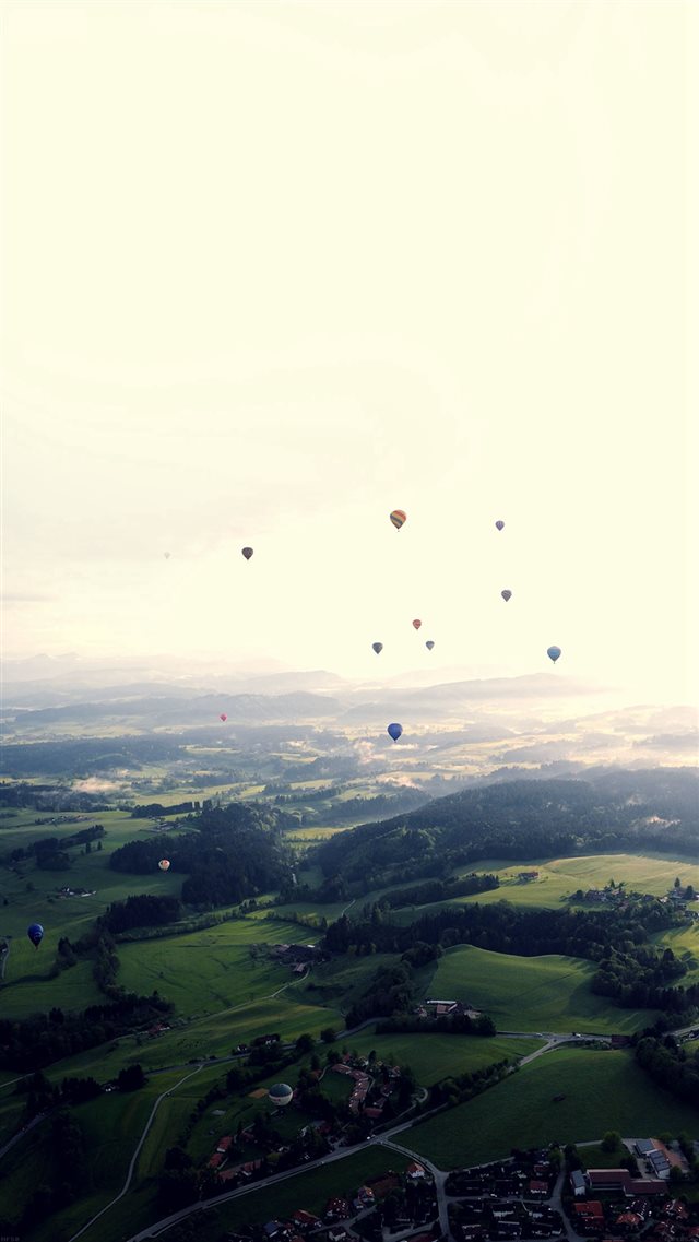 Balloon Party Green Blue Wide Mountain Nature iPhone 8 wallpaper 