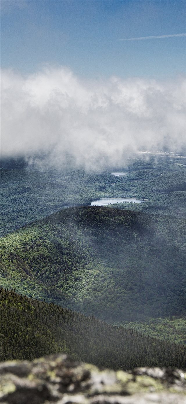 Mountain Green Fog Cloud Nature View iPhone X wallpaper 