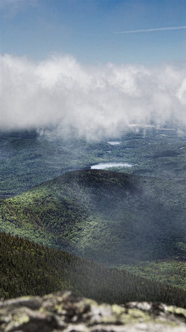 Mountain Green Fog Cloud Nature View iPhone 8 wallpaper 