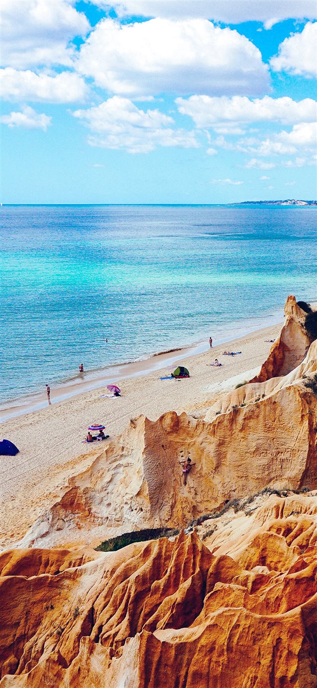Nature Sea Vacation Beach Rock Summer Blue iPhone X wallpaper 