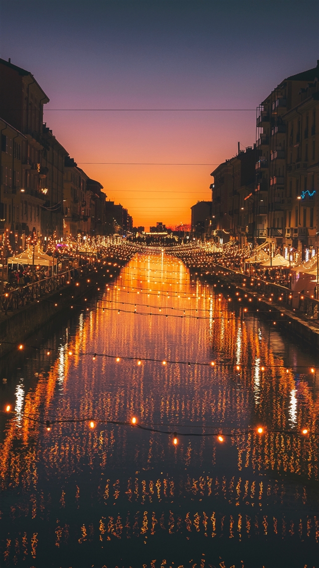 Milan italy river evening city iPhone 8 wallpaper 