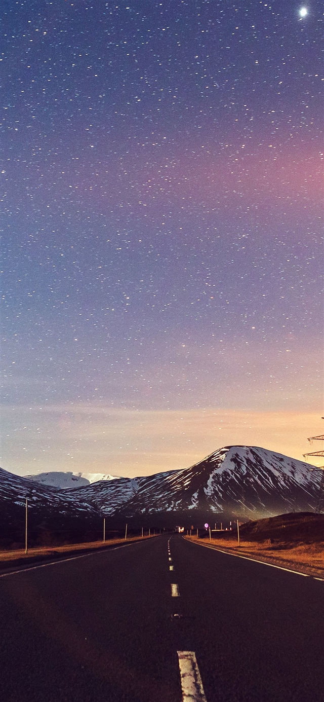 Sky star lovely road iPhone X wallpaper 