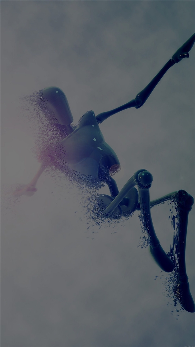 Robot in water illust dark 3d iPhone 8 wallpaper 
