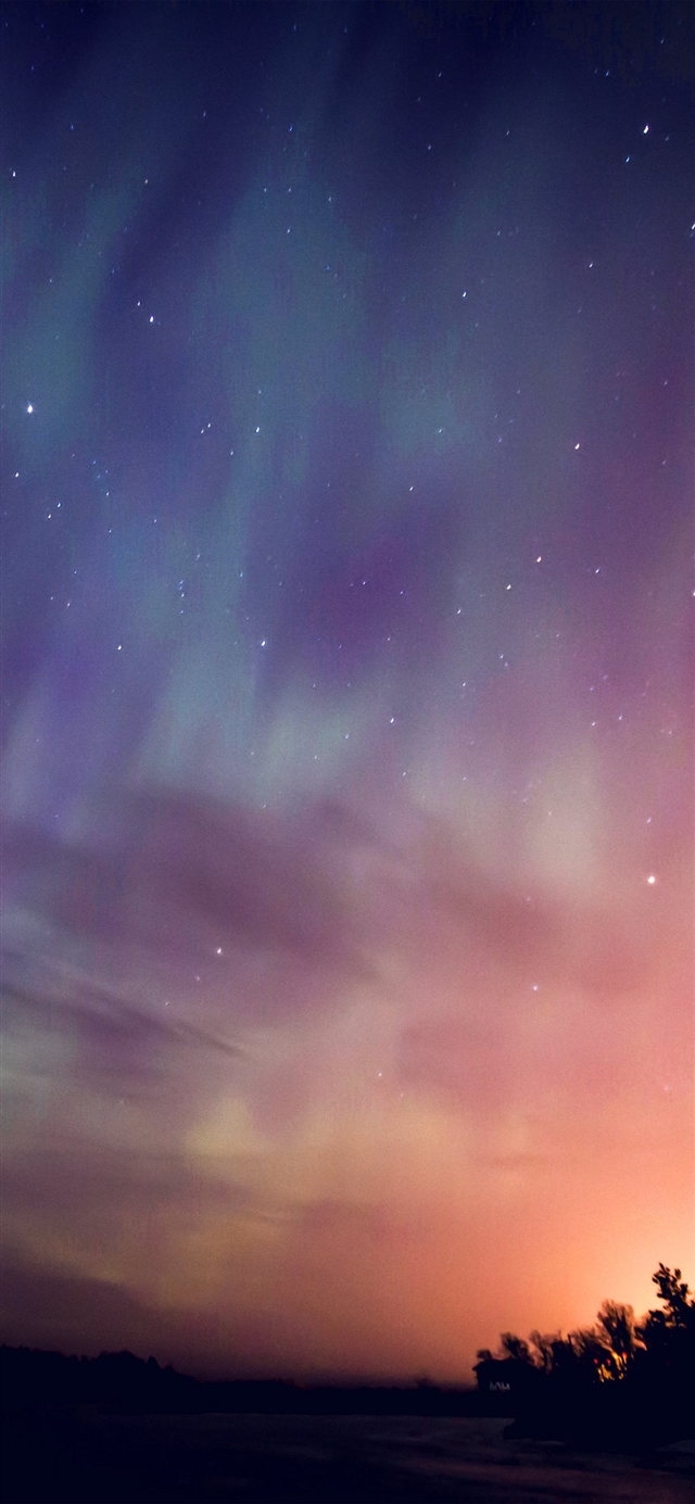 Space aurora night sky iPhone X wallpaper 