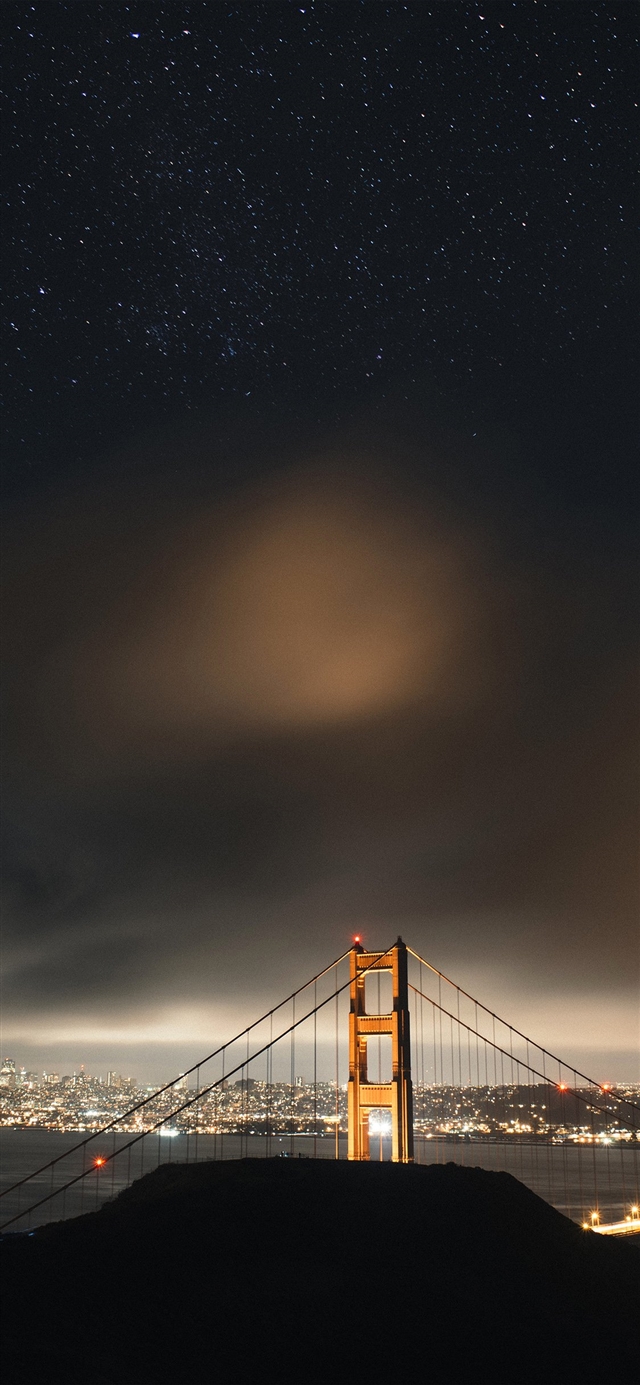 Golden bridge sky star iPhone X wallpaper 