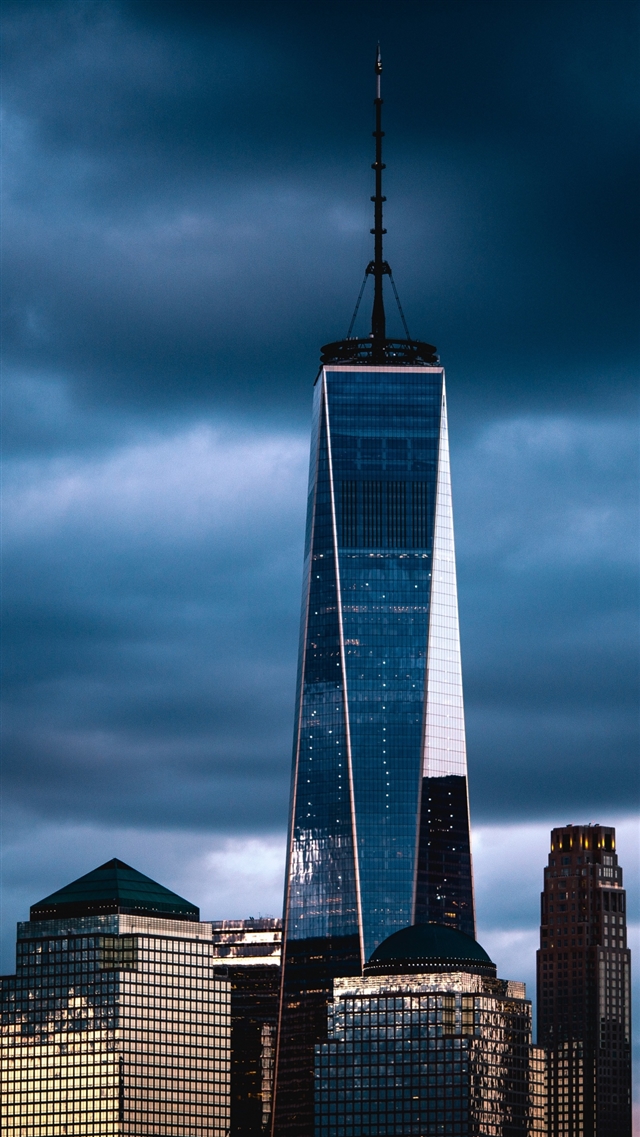 New York usa skyscraper clouds overcast iPhone 8 wallpaper 