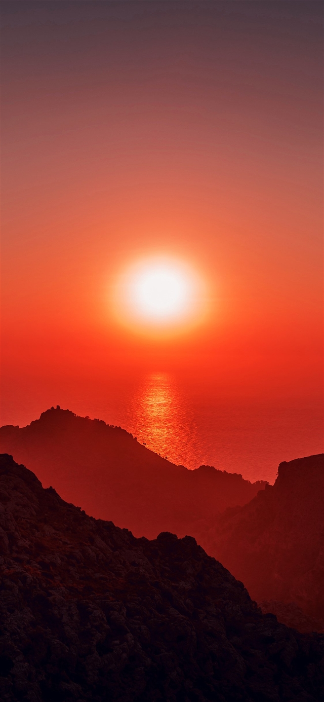 Sea sunset afternoon rock mountain iPhone X wallpaper 