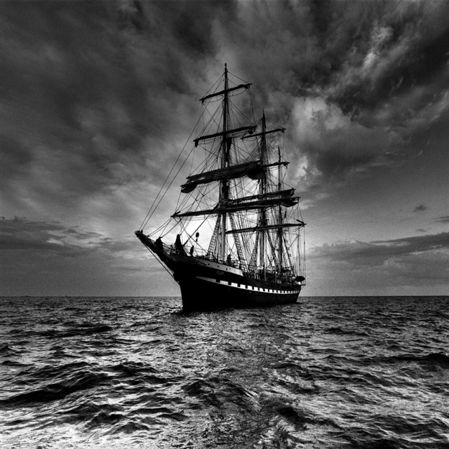 Ship sea sail storm iPad wallpaper 