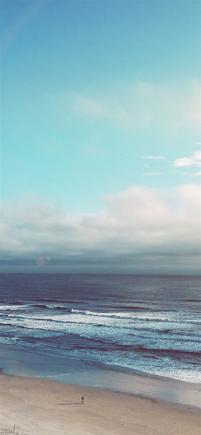 Ocean blue sky cloud nature flare iPhone X wallpaper 