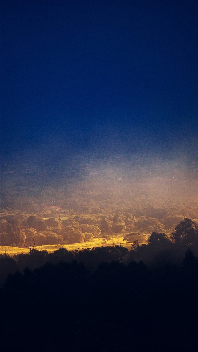 Sky blue mountain shadow land orange iPhone 8 wallpaper 