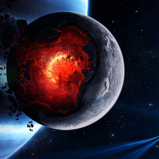 Space cataclysm planet art iPad Pro wallpaper 