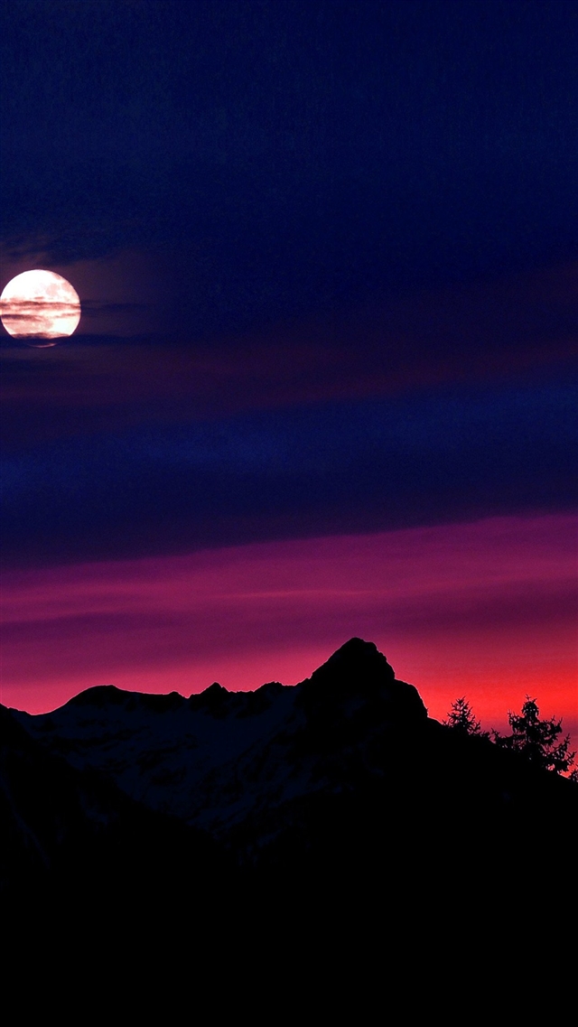 Mountain picks night sunset sky iPhone 8 wallpaper 