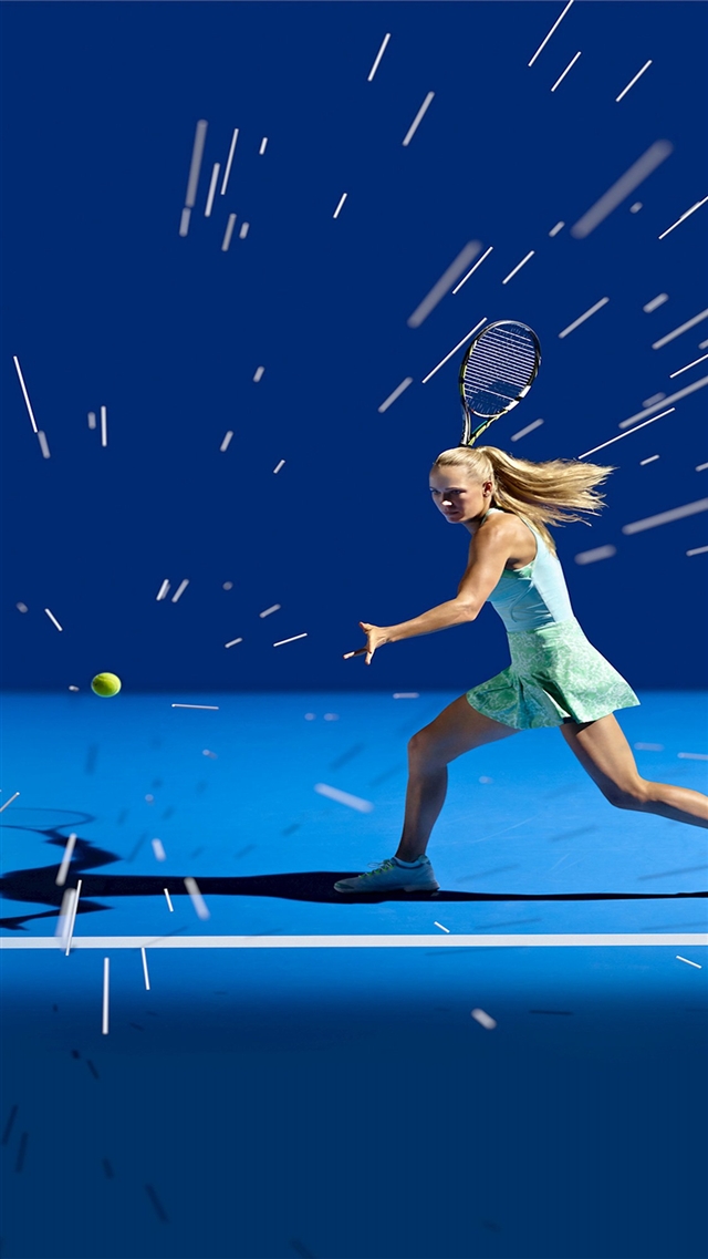 Tennis girl blue sports iPhone 8 wallpaper 