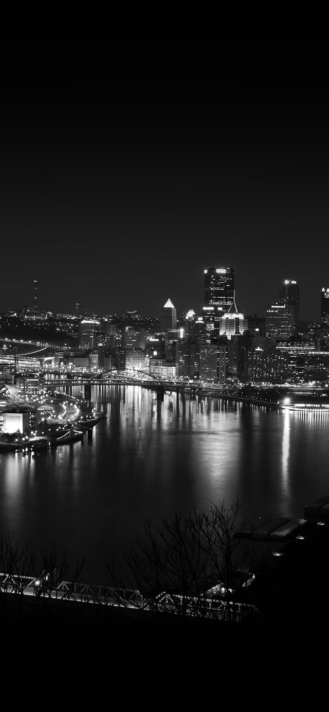 Pittsburgh dark skyline night cityview iPhone X wallpaper 