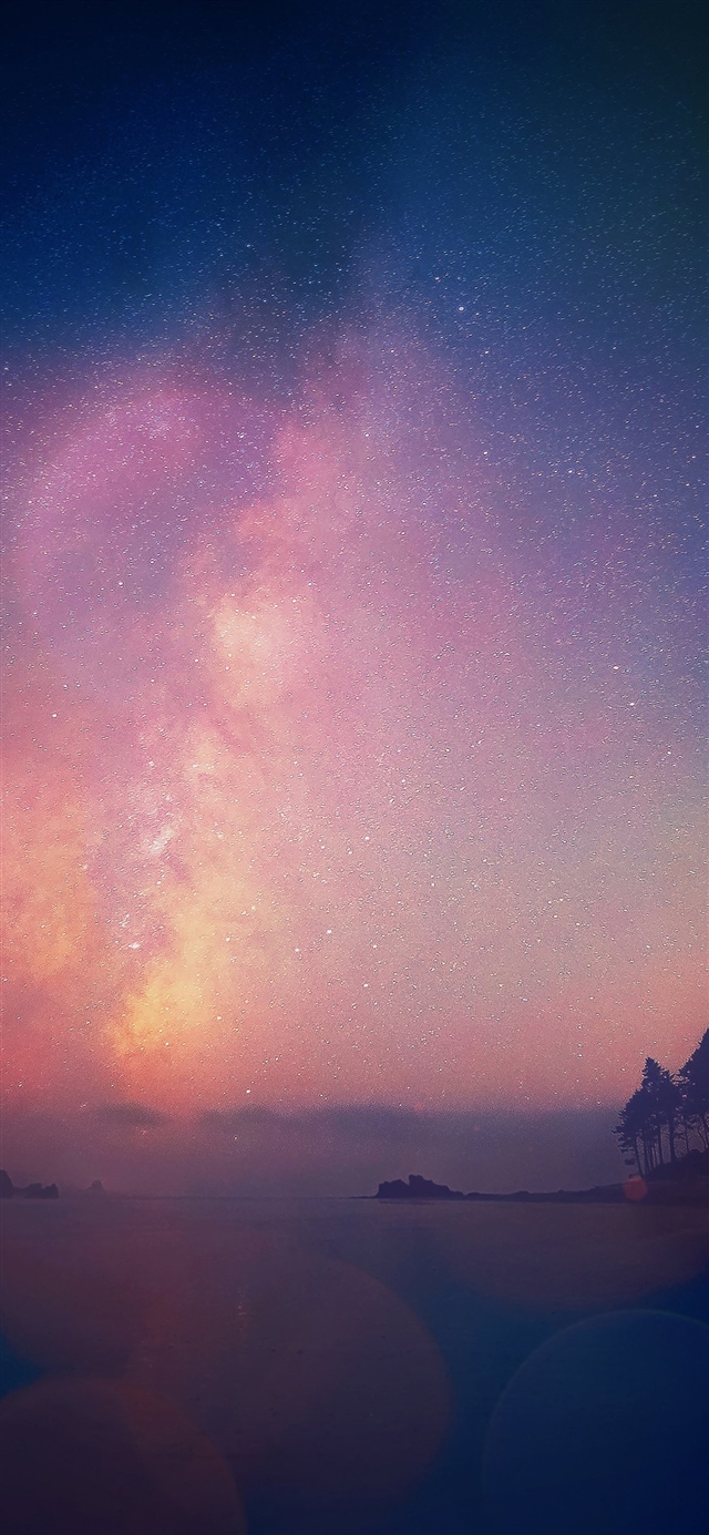 Night sky star falling blue aurora iPhone X wallpaper 