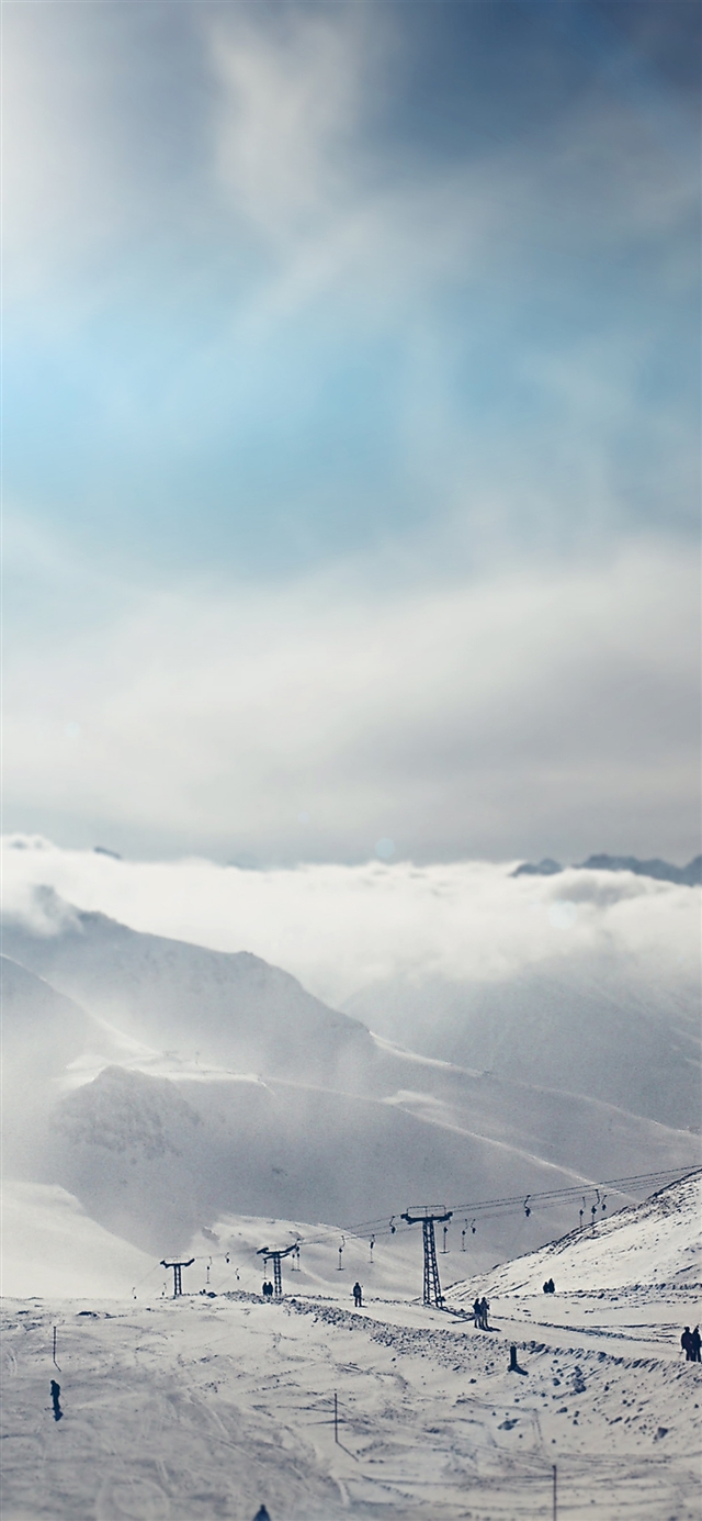 Snow ski winter play mountain iPhone X wallpaper 