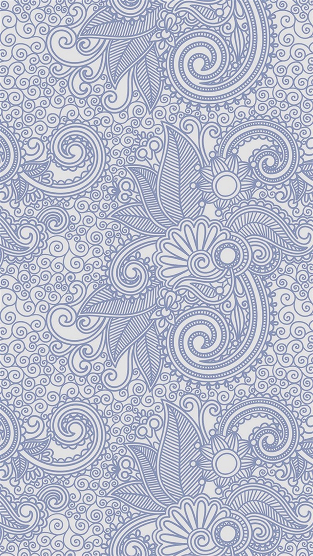 Design flower line blue pattern iPhone 8 wallpaper 