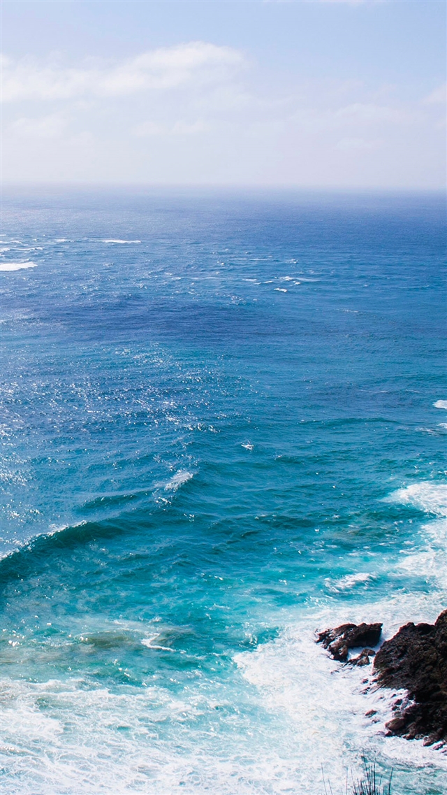 Sea blue wave ocean rock iPhone 8 wallpaper 