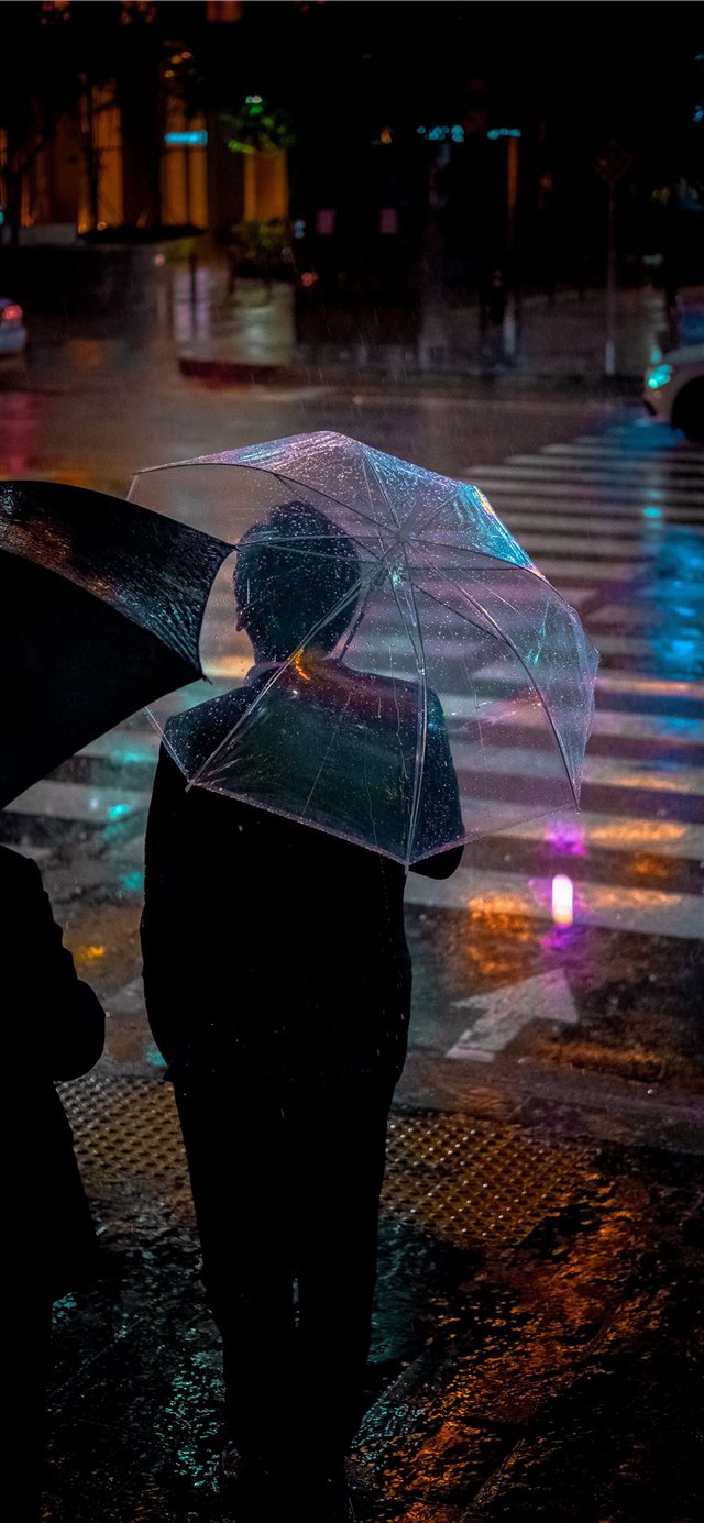 Man with umbrella iPhone X wallpaper 