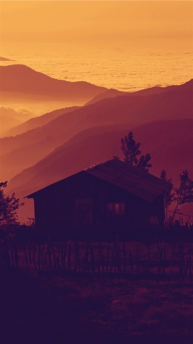 Cottage Over Clouds iPhone 8 wallpaper 