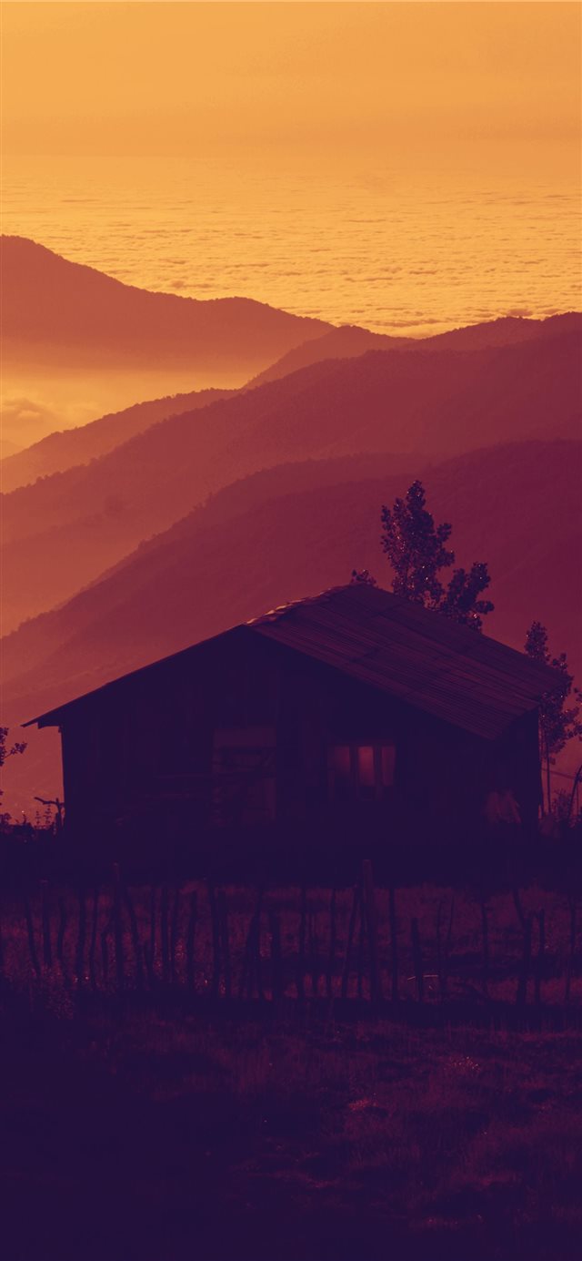 Cottage Over Clouds iPhone X wallpaper 