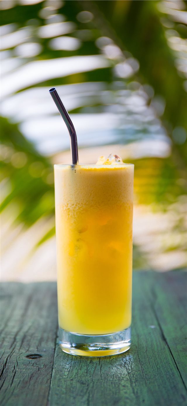 Fresh Pineapple Juice with Stainless Steel Straw iPhone X wallpaper 