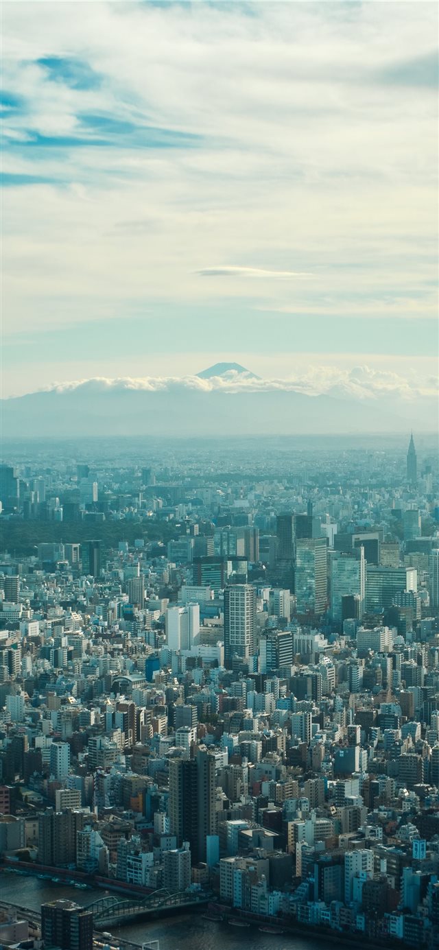 Fuji over tokyo iPhone X wallpaper 