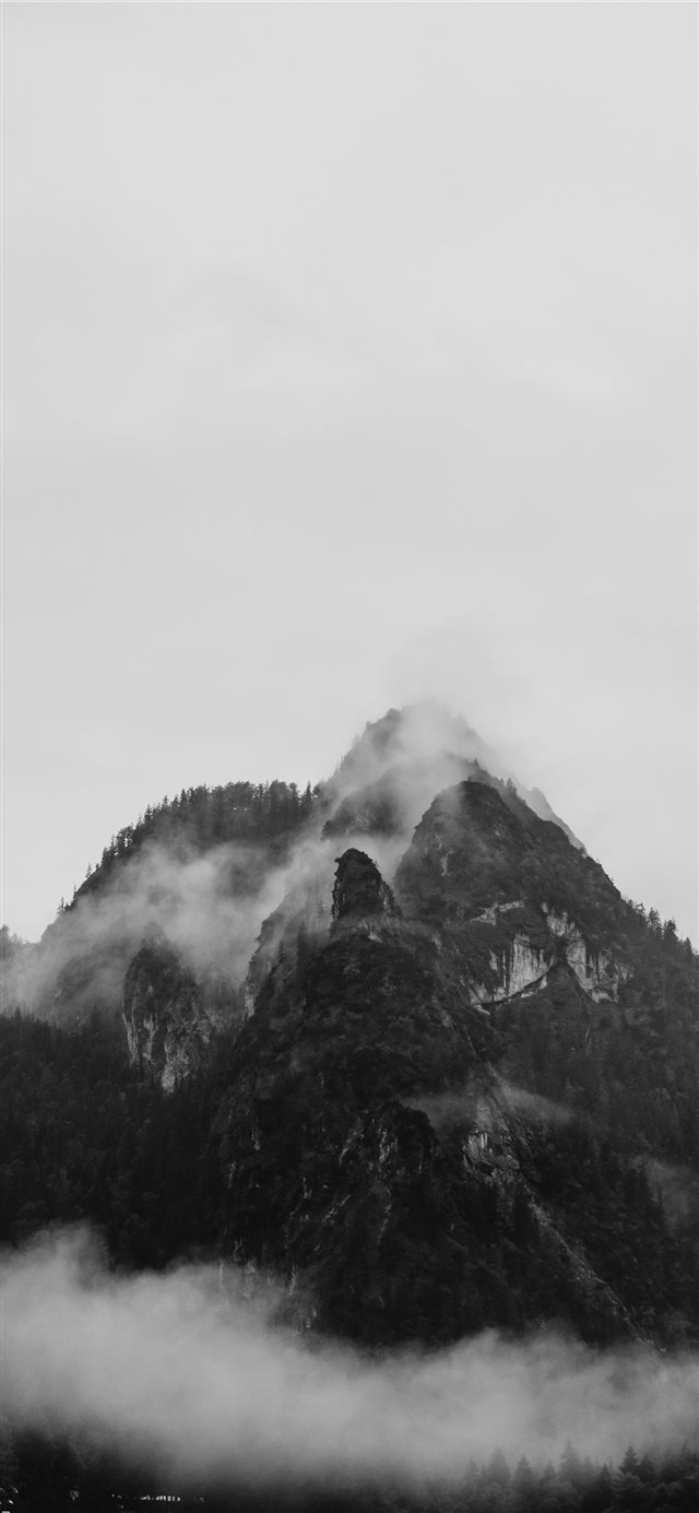 Mountain in the fog iPhone X wallpaper 