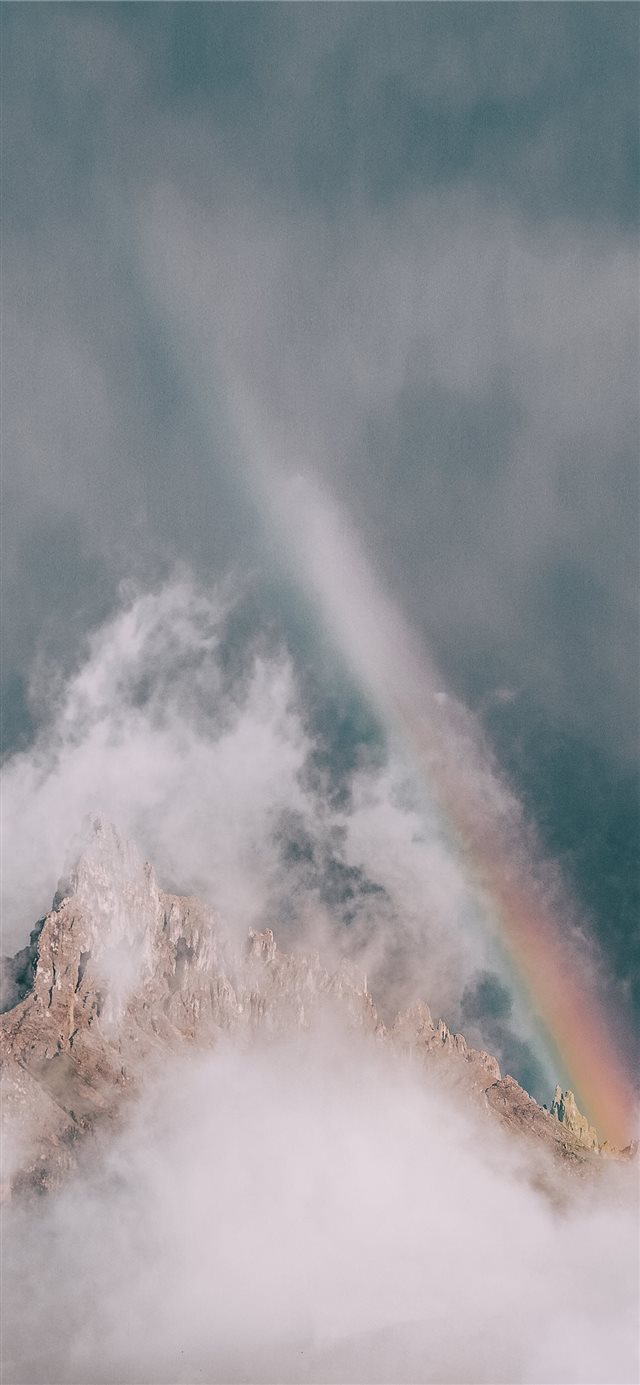 Rainbow over the summit iPhone X wallpaper 