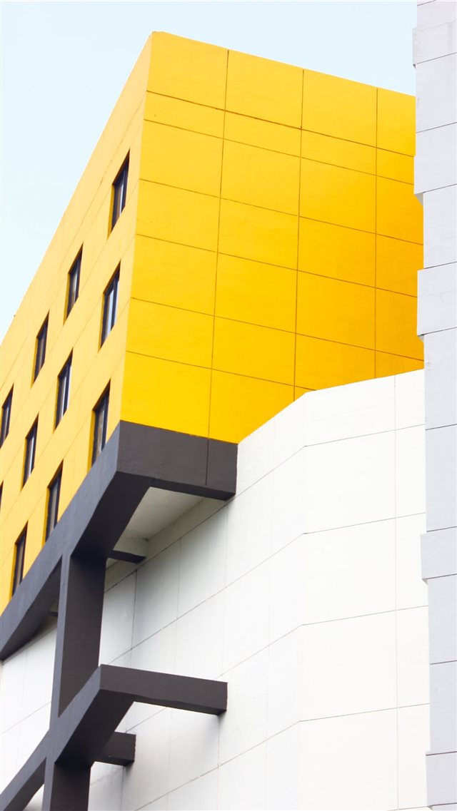 yellow grey building iPhone 8 wallpaper 
