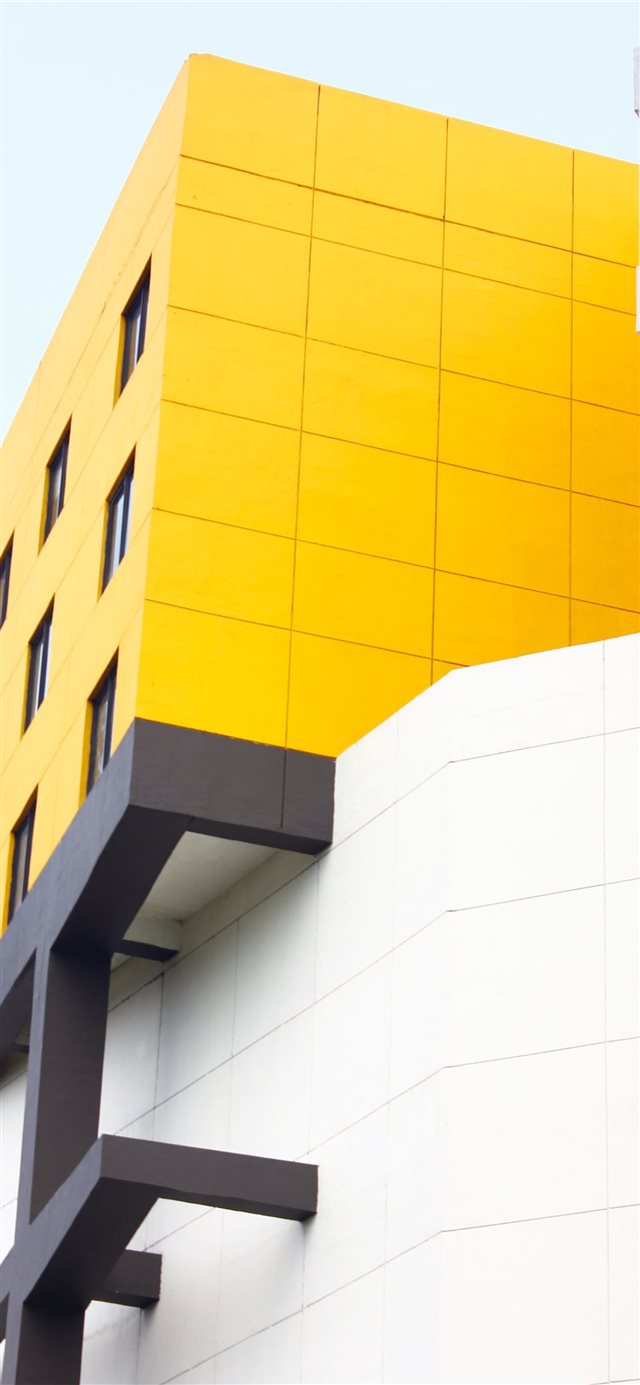 yellow grey building iPhone X wallpaper 