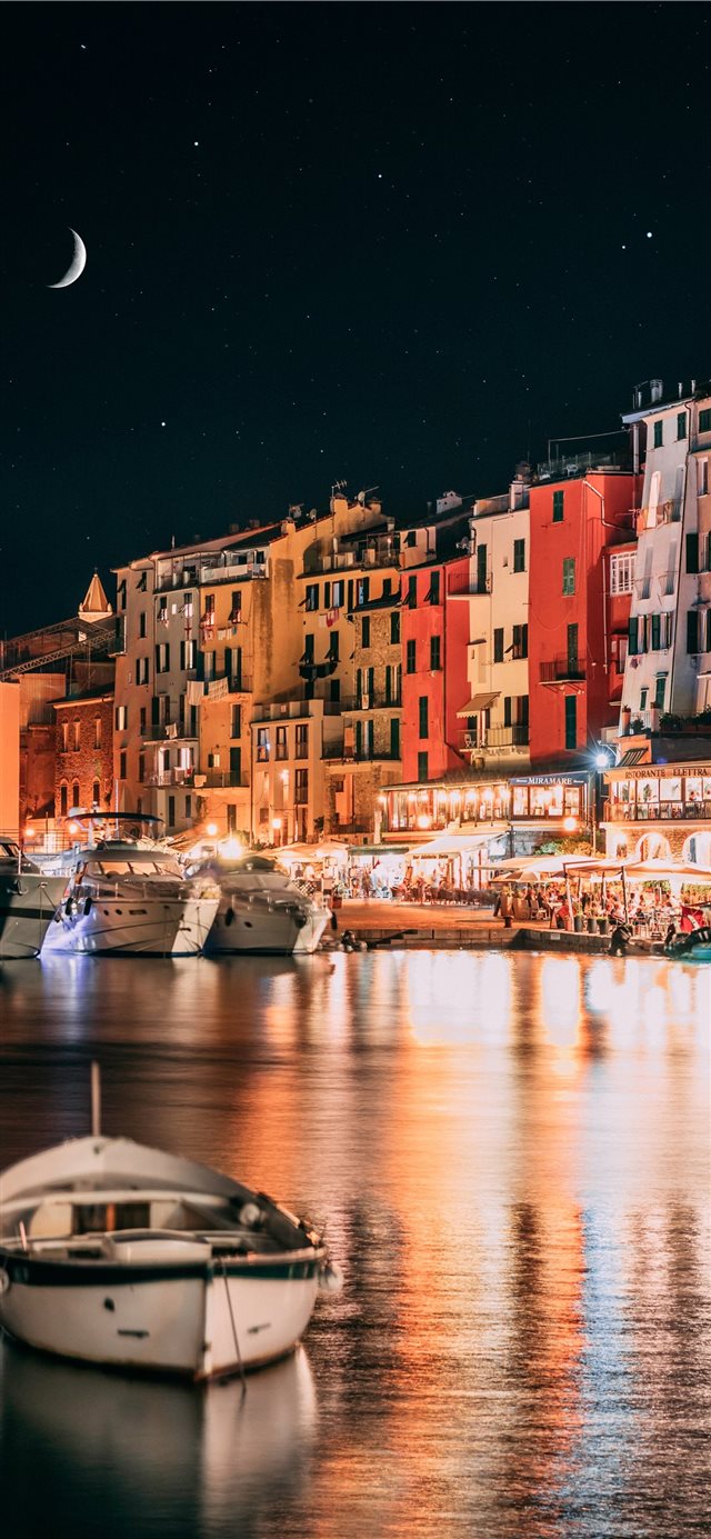 Italian riviera by night iPhone X wallpaper 