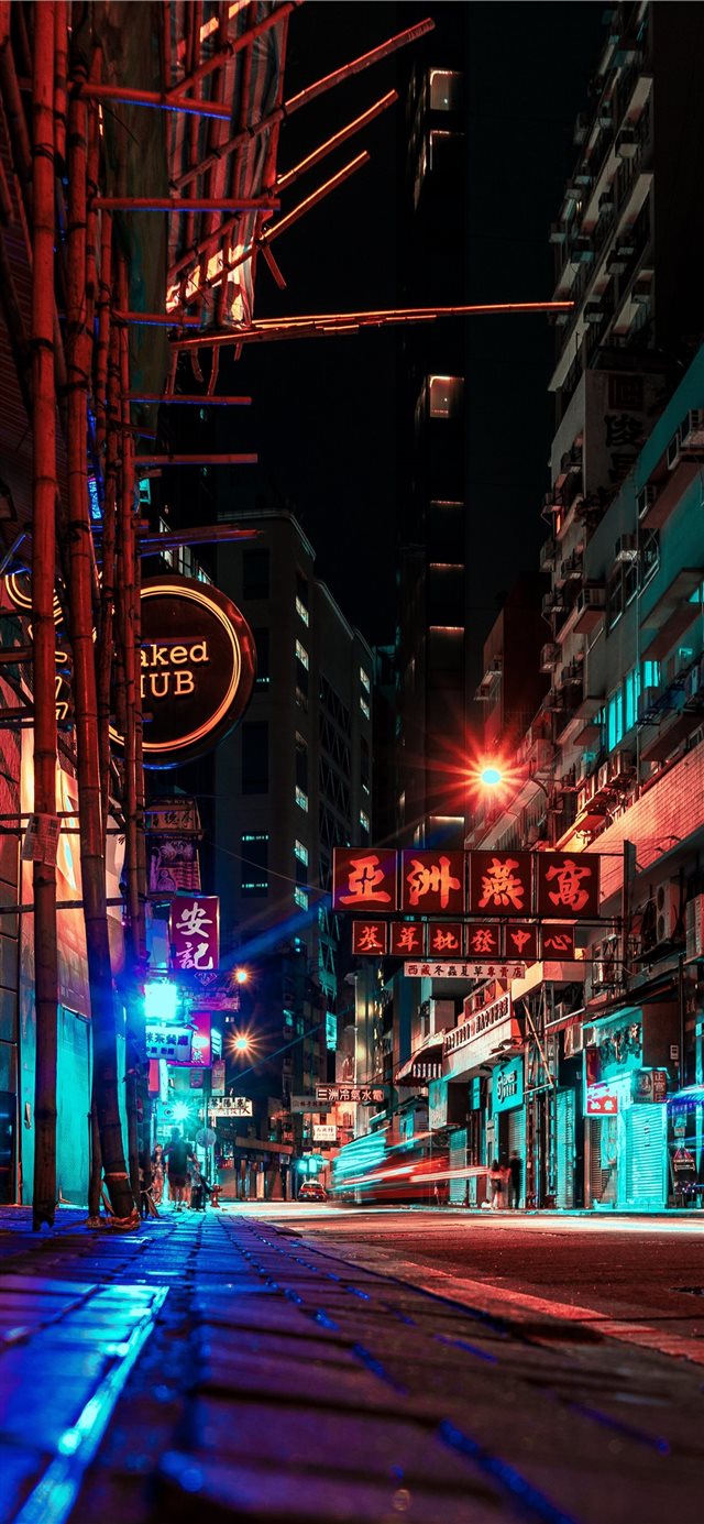 night in Hong Kong iPhone X wallpaper 