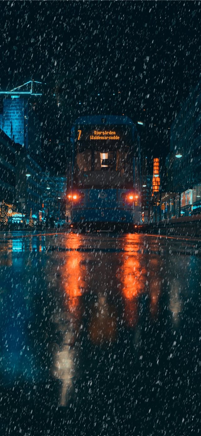 low angle photography of bus on road iPhone X wallpaper 